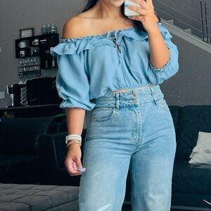 Love Tree Medium Off Shoulder Cropped Top Jean Versona